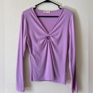 Intempo Purple Long Sleeve Top with Ring Accent